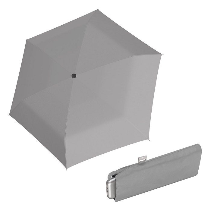 Doppler Mini Slim Carbonsteel UNI růžový - dámský plochý skládací deštník šedá