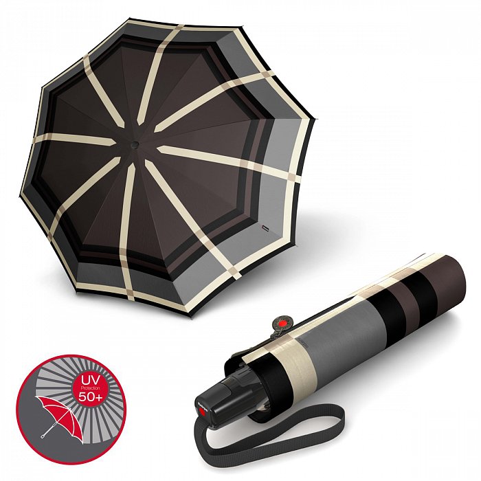 Knirps Fiber T2 Duomatic Cage Grey - dámský plně-automatický deštník