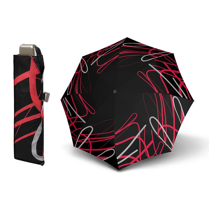 Doppler Mini Slim Carbonsteel BREEZE - dámský plochý skládací deštník červená